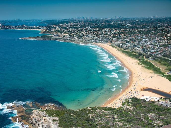 Aerial view Curl Curl beach